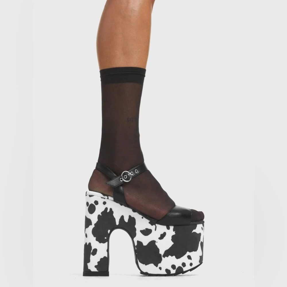 Lamoda On Vacay Chunky Platform Sandals in Cow Print New! - Picture 3 of 11
